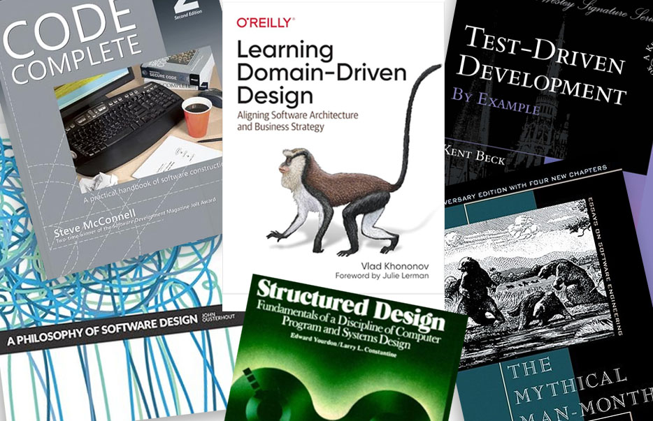 Selection of software book covers in a collage
