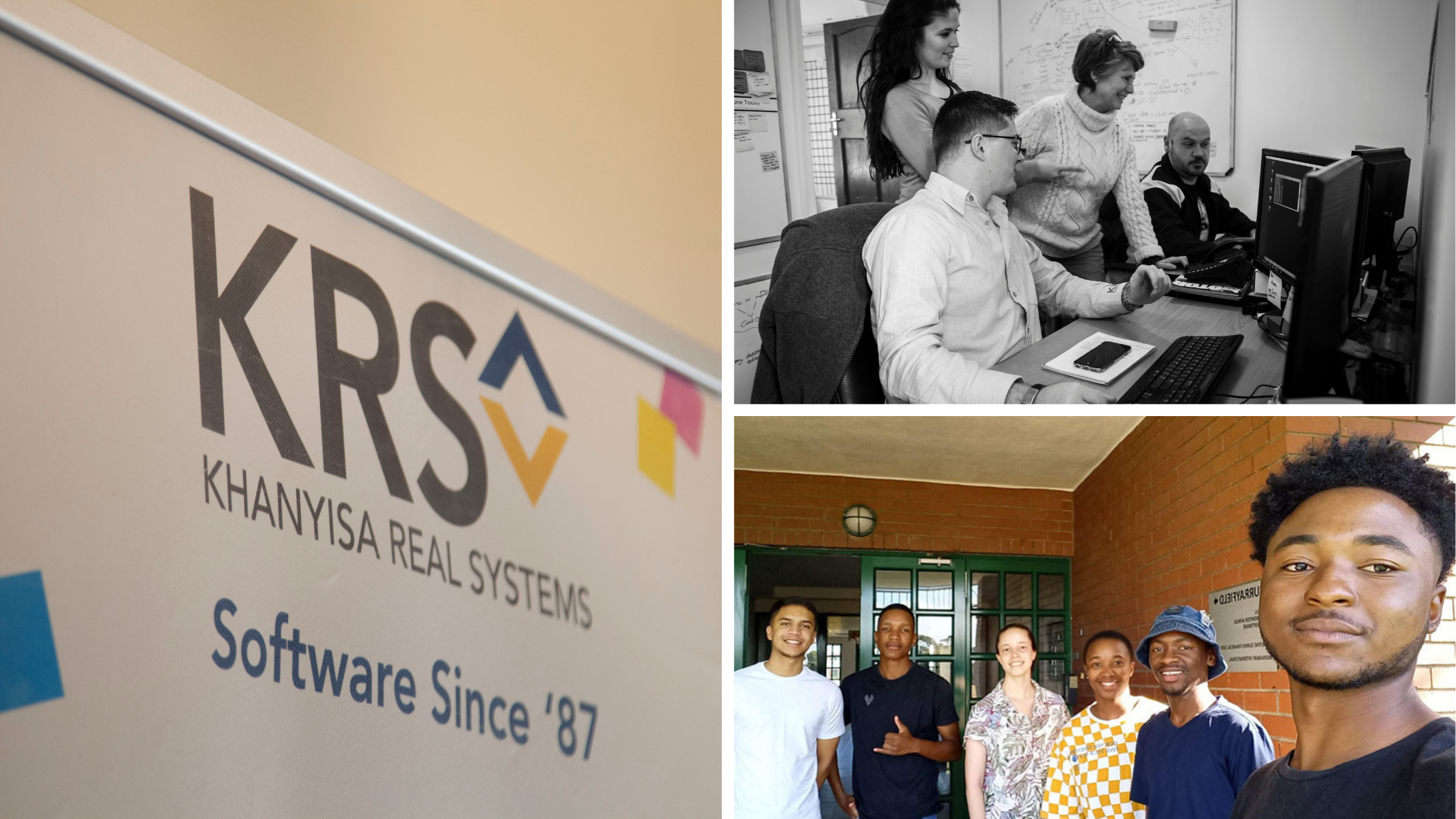 A photographic collage of various KRS teams at work
