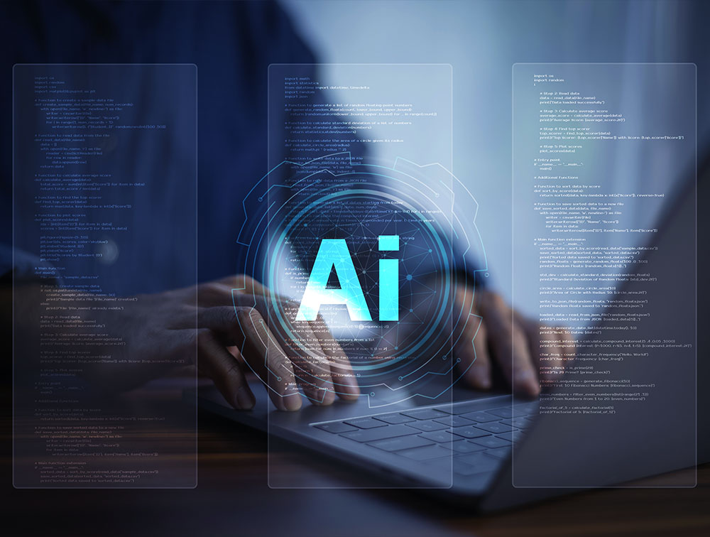 Programmer using ai technology to develop innovative software solutions that improve efficiency and automate complex tasks